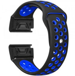 Curea ceas Smartwatch Garmin Fenix 7X / 6X / 5X Plus / 5X / 3 HR / 3 26 mm iUni Silicon Sport Negru-Albastru 