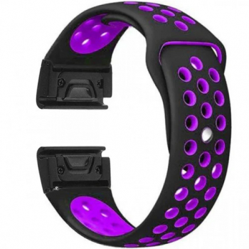 Curea ceas Smartwatch Garmin Fenix 7X / 6X / 5X Plus / 5X / 3 HR / 3 26 mm iUni Silicon Sport Negru-Mov 