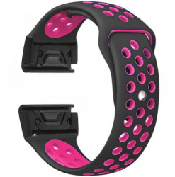 Curea ceas Smartwatch Garmin Fenix 7X / 6X / 5X Plus / 5X / 3 HR / 3 26 mm iUni Silicon Sport Negru-Roz 