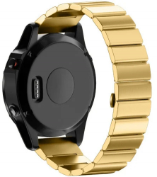 Curea ceas Smartwatch Garmin Fenix 7X / 6X / 5X Plus / 5X / 3 HR / 3 26 mm Otel inoxidabil iUni Gold Link Bracelet 