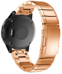 Curea ceas Smartwatch Garmin Fenix 7X / 6X / 5X Plus / 5X / 3 HR / 3 26 mm Otel inoxidabil iUni Rose Gold Link Bracelet 