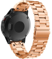 Curea iUni compatibila cu Garmin Fenix 7X / 6X / 5X Plus / 5X / 3 HR / 3 26 mm Steel Belt Rose Gold 