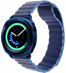 Curea piele Smartwatch Samsung Galaxy Watch 4 Watch 4 Classic Gear S2 iUni 20 mm Blue Leather Loop 