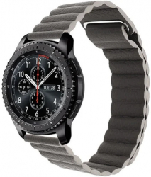 Curea piele Smartwatch Samsung Galaxy Watch 4 Watch 4 Classic Gear S2 iUni 20 mm Dark Gray Leather Loop 