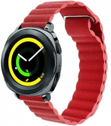 Curea piele Smartwatch Samsung Galaxy Watch 4 Watch 4 Classic Gear S2 iUni 20 mm Red Leather Loop