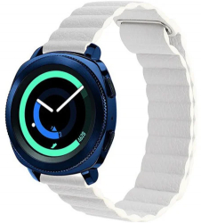 Curea piele Smartwatch Samsung Galaxy Watch 46mm Samsung Watch Gear S3 iUni 22 mm White Leather Loop