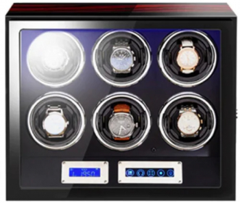 Cutie intors ceasuri automatice cu amprenta iUni Luxury Watch Winder 6 Mahon-Black 