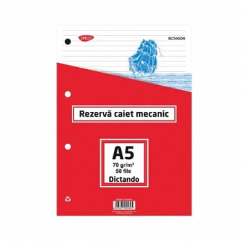Rezerva caiet mecanic A5 50file Dictando 
