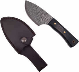 Cutit de vanatoare IdeallStore® Tribal Chief 20 cm otel inoxidabil negru teaca piele ecologica 