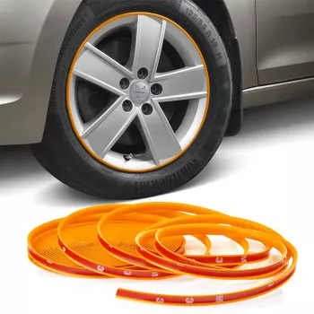 Inele de protectie si decor jante adezive din plastic flexibil - PORTOCALIU 