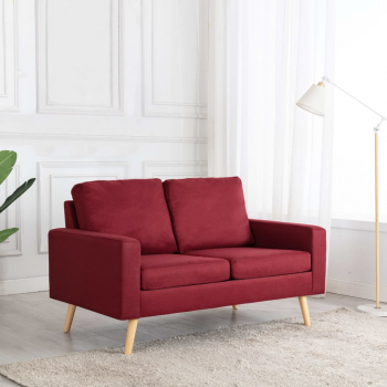 Canapea cu 2 locuri rosu vin material textil 
