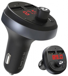 Incarcator auto cu modulator FM 2xUSB-A 10.5W 2.1A E56 Black 