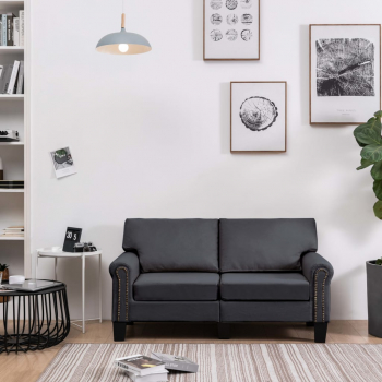 Canapea cu 2 locuri gri inchis material textil 