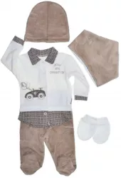 Compleu 5 piese pentru baieti Bebelinna 020823B Bej 