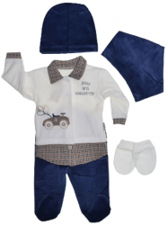 Compleu 5 piese pentru baieti Bebelinna 020823BL Bleumarin 