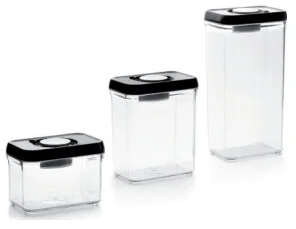 Set 3 recipiente depozitare alimente Ibili-Lunch Away otel inoxidabil/plastic negru/argintiu 