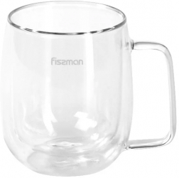 Set doua cani cu pereti dubli Fissman-Lungo sticla borosilicata 7.5x10 cm transparent 