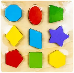 Puzzle din lemn incastru forme geometrice 