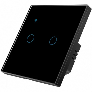 Intrerupator smart touch iUni 2F Wi-Fi Sticla securizata LED Black 