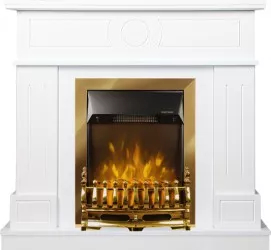 Semineu Electric Ambasador White and Galileo Gold - Art Flame - 1000 x 300 x 1048 mm - 2000W - Termostat - Telecomanda 