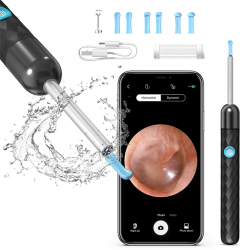 Otoscop smart aparat pentru curatarea urechilor camera 5MP Full HD si lumina LED Wi-fi accesorii incluse kit de incarcare impermeabil