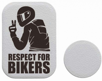 Set 2x Placuta Metalica Pentru Suport Auto Magnetic Cu Adeziv Suprafata piele sintetica Respect For Bikers P-PS10