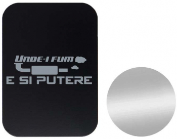 Set 2x Placuta Metalica Pentru Suport Auto Magnetic Cu Adeziv Unde-I fum E Si Putere P-B25 