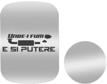 Set 2x Placuta Metalica Pentru Suport Auto Magnetic Cu Adeziv Unde-I fum E Si Putere P-S25 