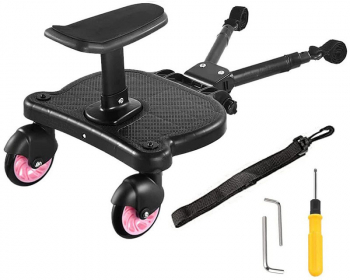 Adaptor remorca carucior al doilea copil greutate maxima 25 kg 2 roti roz 2 moduri utilizare Teox
