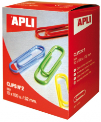 Agrafe pentru birou Apli 32 mm colorate 100 bucati/cutie 