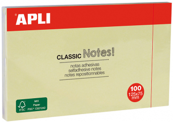 Notite adezive Apli 125 x 75 mm galben 100 file 