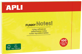 Notite adezive Apli 125 x 75 mm galben 100 file/set 