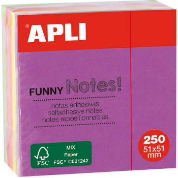 Notite adezive Apli 51 x 51 mm 250 file 4 culori neon 