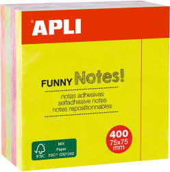 Notite adezive Apli 75 x 75 mm 400 file 4 culori neon 