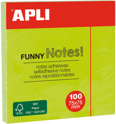 Notite adezive Apli 75 x 75 mm verde 100 file 