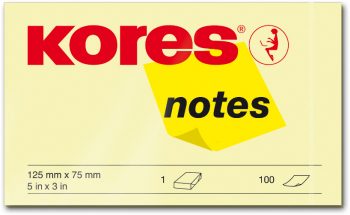 Notite adezive Kores 125 x 75 mm galben 100 file 