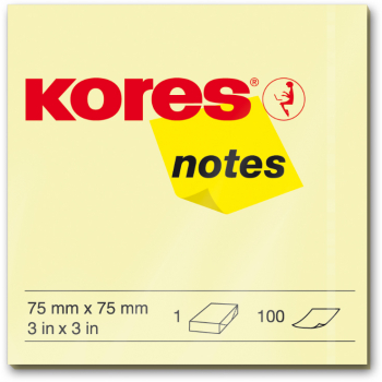 Notite adezive Kores 75 x 75 mm galben 100 file 