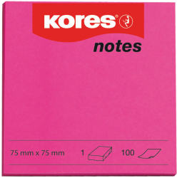 Notite adezive Kores 75 x 75 mm magenta 100 file 