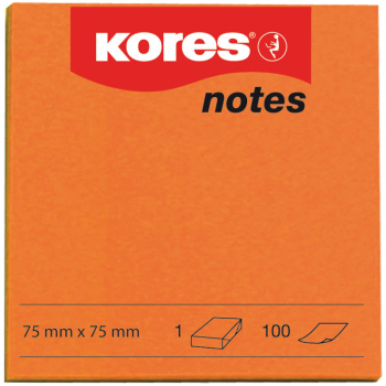 Notite adezive Kores 75 x 75 mm portocaliu 100 file 