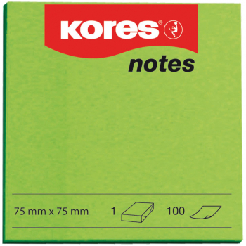 Notite adezive Kores 75 x 75 mm verde 100 file 