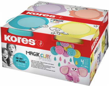 Plastilina Kores Magic Clay PASTEL 40 g/culoare 4 culori basic/set 