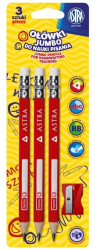 Set 3 creioane incepatori Astra cu ascutitoare 