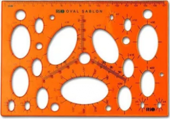 Sablon 17 cm cu Forme Ovale RIO Trasarea Formelor Ovale Plastic Portocaliu 