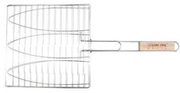 Gratar pentru peste Strend Pro Premium dimensiune 275x280/580 mm Inox coada lemn