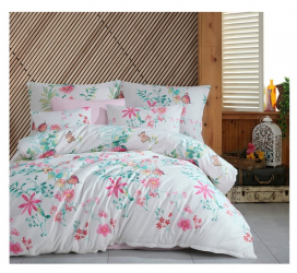 Lenjerie pat dublu Vitalis Studio Casa 100 Bumbac ranforce Cearceaf pilota 200 x 200 cm Cearceaf pat 220 x 240 cm 2 fete de perna 50 x 
