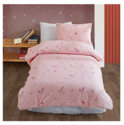 Lenjerie pat single Unicorn Studio Casa 100 Bumbac ranforce Cearceaf pilota 160 x 220 cm Cearceaf pat 150 x 220 cm 1 fata de perna 50 x 