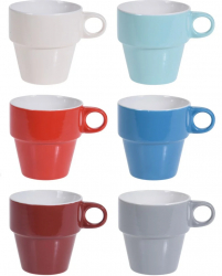 Set 6 cani cu suport Excellent Houseware portelan 8x9 cm multicolor 