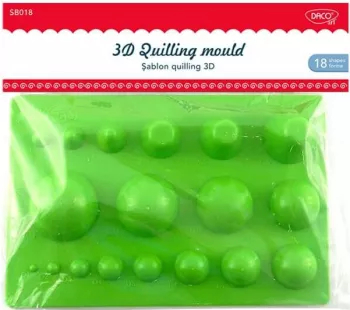 Sablon Quilling 3D cu Modele Rotunjite DACO 18 Suprafete Modelare Plastic Verde 