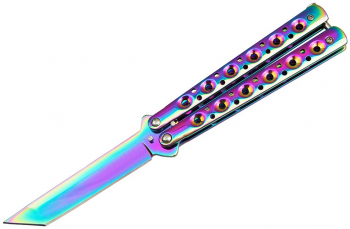 Briceag fluture de antrenament IdeallStore® Rainbow Siege otel inoxidabil 22.5 cm multicolor