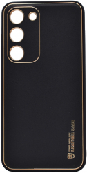 Husa eleganta din piele ecologica pentru Samsung Galaxy A34 cu accente aurii Negru 